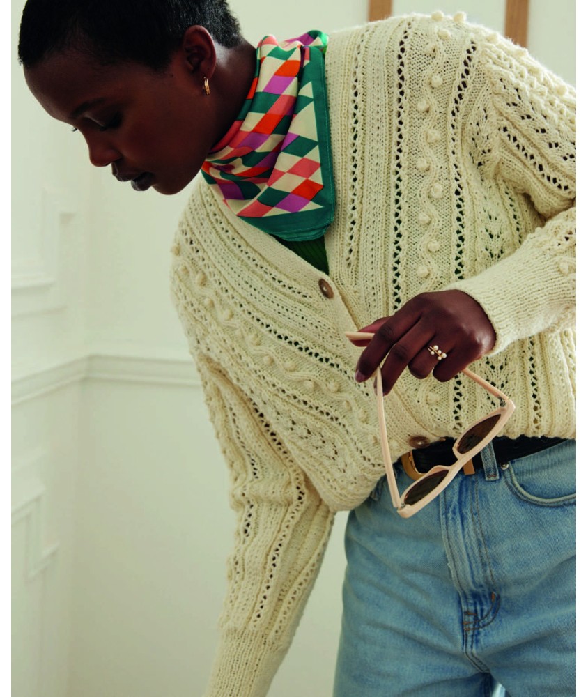 Gilet Rabera en laine d'agneau - Patron tricot Phildar - modèle porté