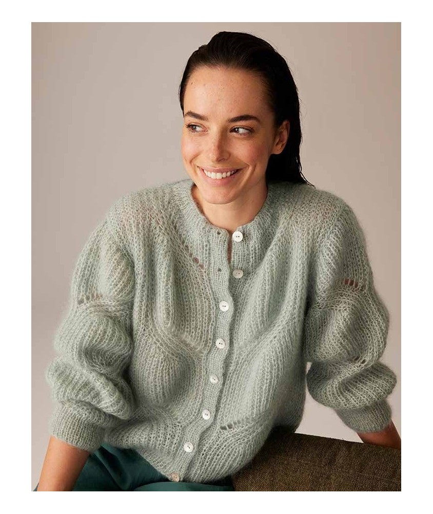 Gilet Zéna mohair soie lurex - Patron tricot Phildar - modèle porté