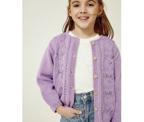 Gilet fille Delphine en coton - Patron tricot Phildar - modèle fini