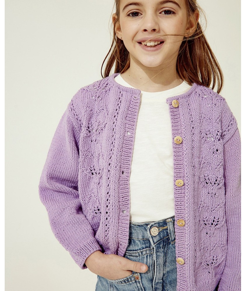 Gilet fille Delphine en coton - Patron tricot Phildar - modèle fini