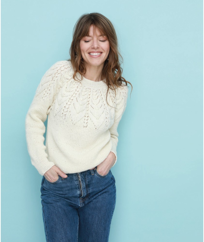 Pull Dania en laine mérinos - Patron tricot Phildar - modèle porté
