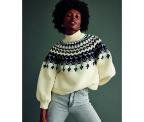 Pull Félicie au crochet en jacquard - Patron crochet Phildar - modèle porté