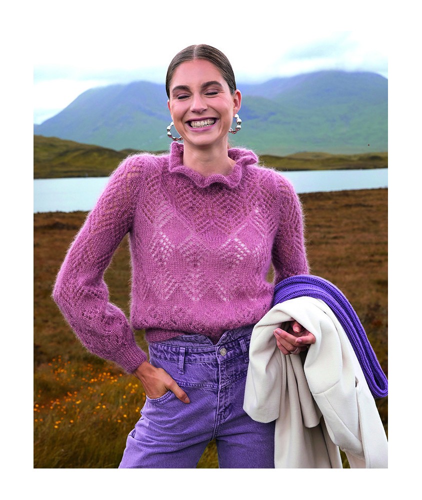 Pull ajouré Olympia en mohair soie lurex - Patron tricot Phildar - modèle porté