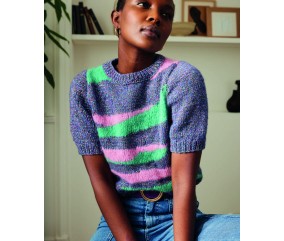Pull Renelle version cosmos, véronèse et candy - Patron tricot Phildar - modèle porté