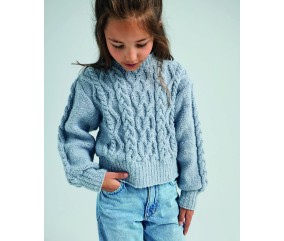 Pull garçon Tristan coloris perle - Patron tricot Phildar - modèle porté