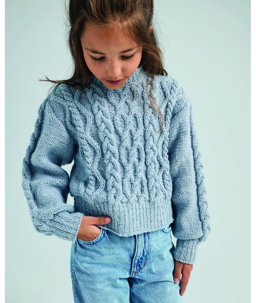 Pull garçon Tristan coloris perle - Patron tricot Phildar - modèle porté