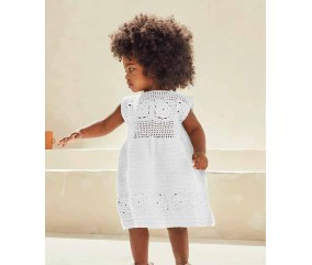 Robe bébé Clotilde au crochet à motifs carrés - Patron crochet Phildar - modèle fini