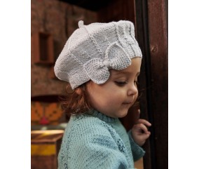 Béret fille Lorette en laine mérinos - Patron tricot Phildar - modèle fini