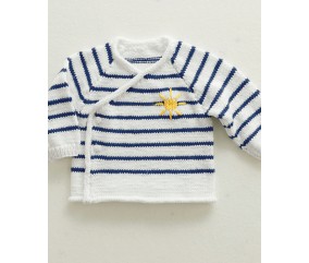Brassière layette Cyril en jersey rayé - Patron tricot Phildar - modèle fini