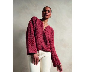 Gilet femme Andréa au crochet, coloris terracotta - Patron Phildar - modèle fini