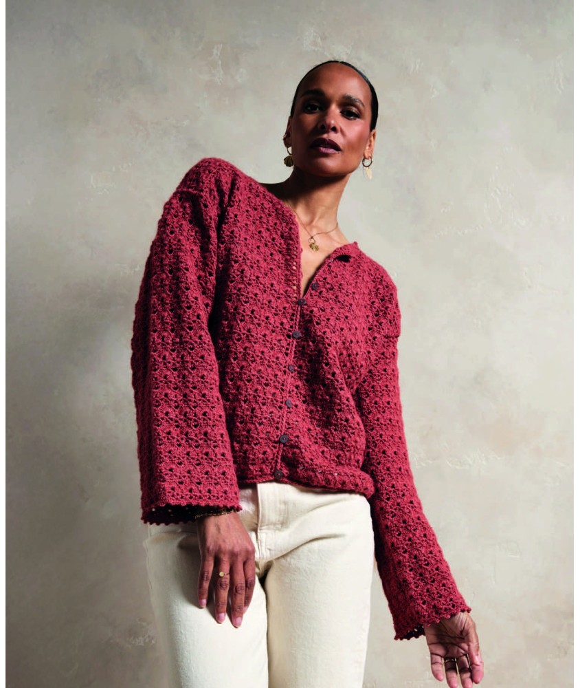 Gilet femme Andréa au crochet, coloris terracotta - Patron Phildar - modèle fini
