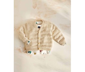 Gilet garçon Vivien en coton ivoire, point de godron - Patron tricot Phildar - modèle fini
