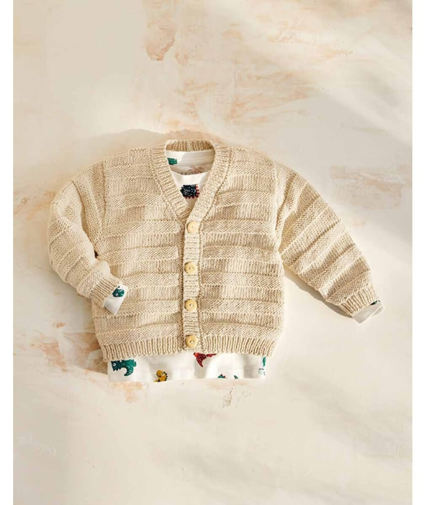 Gilet garçon Vivien en coton ivoire, point de godron - Patron tricot Phildar - modèle fini