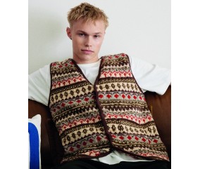 Gilet sans manches homme Patrick en jacquard cinq coloris - Patron tricot Pingouin - modèle fini
