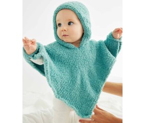 Poncho bébé Benjamin à capuche en fil doudou amande - Patron tricot Phildar - modèle fini