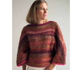 Pull femme Edmond en grosse laine érable, jersey envers et picots roses - Patron tricot Phildar - modèle fini