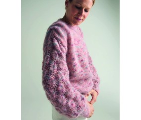 Pull femme Eulalie en kid mohair et coton flower, point fantaisie - Patron tricot Phildar - modèle fini