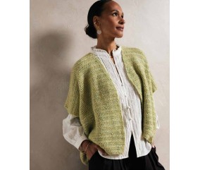 Gilet Ange au crochet vert pistache, brides travaillées en deux fils - Patron crochet Phildar - modèle fini