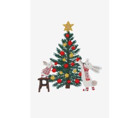 Patron de broderie Lapins et sapin de Noël DMC - modèle à télécharger