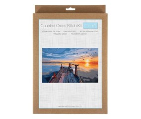 Kit point de croix compté extra-large Coucher de soleil - 59 x 37,5 cm - Trimits