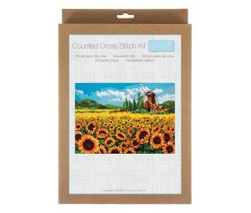 Kit point de croix compté extra-large Champs d’automne - 55 x 39,5 cm - Trimits