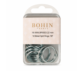 Anneaux brisés métal 22 mm pour rideaux - Boîte de 18 - Bohin
