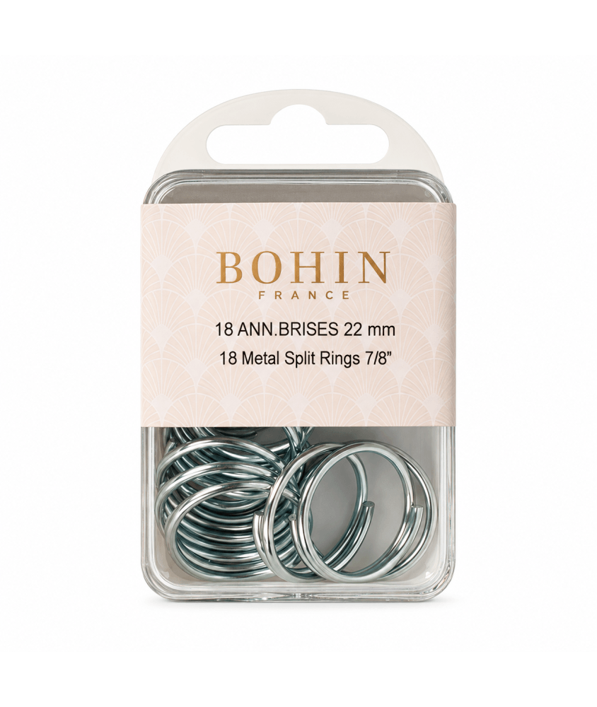Anneaux brisés métal 22 mm pour rideaux - Boîte de 18 - Bohin