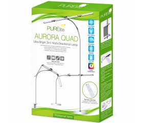 Lampe LED 3 en 1 Aurora Quad 4 têtes - Lampadaire, table ou pince - PURElite Professional