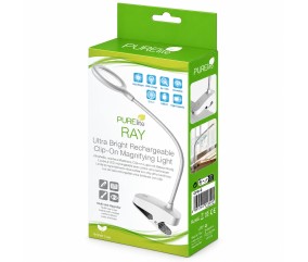 Lampe loupe LED à pince rechargeable Ray - Lentille verre x3 - PURElite
