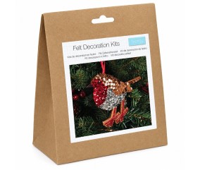 Kit décoration en feutre Rouge-gorge à paillettes - 12 x 13 cm - Trimits