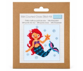 Mini kit point de croix compté Sirène - 17 x 17 cm - Trimits