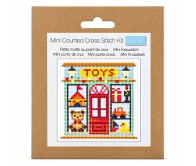 Mini kit point de croix compté Magasin de jouets - 17 x 17 cm - Trimits