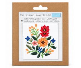 Mini kit point de croix compté Fleur - 17 x 17 cm - Trimits