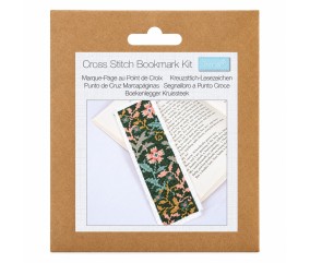 Kit marque-page point de croix Motif floral façon gravure - 6 x 20 cm - Trimits