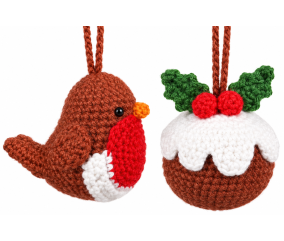 Kit crochet boules de Noël Rouge-gorge et Pudding - Trimits