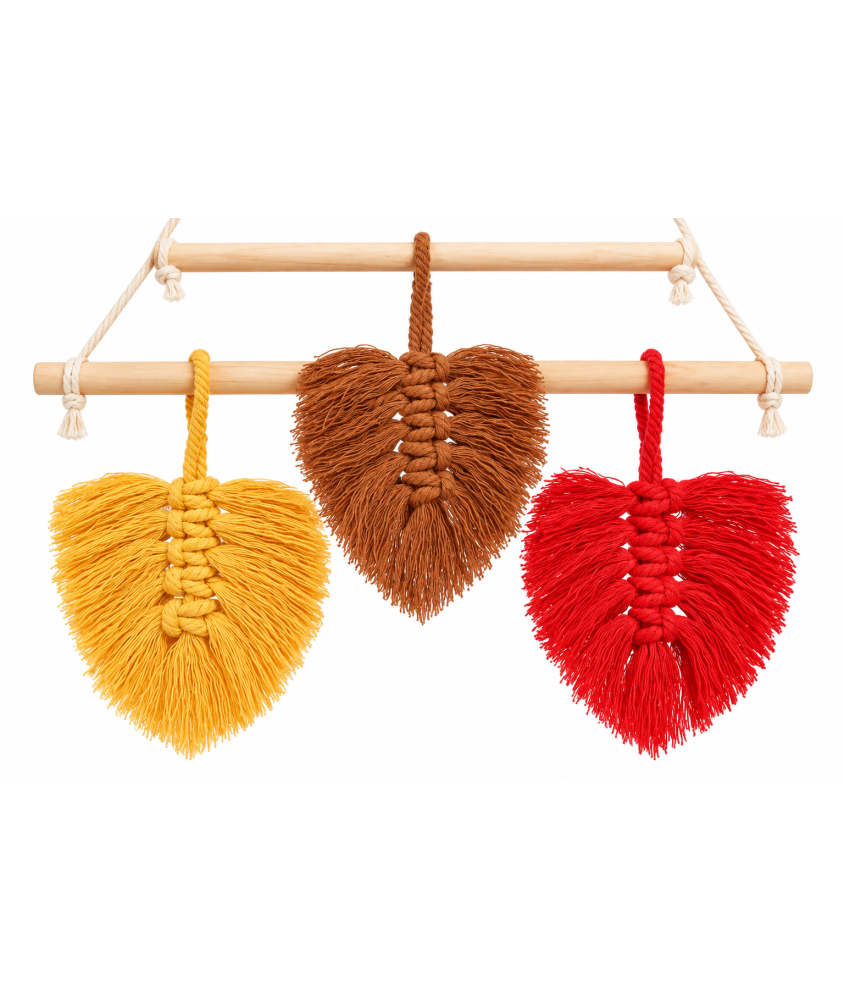 Kit macramé Feuilles d’automne - 3 pièces - 10 x 16 cm - Trimits