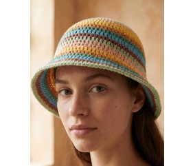 Bob Rio au crochet en brides, rayures multicolores, taille unique - Patron crochet Pingouin - modèle fini