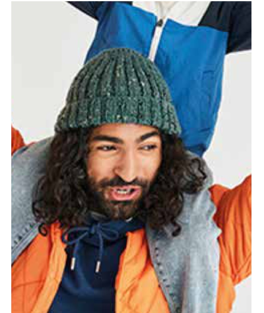 Bonnet Rachid homme en côtes 2/2 coloris vert de gris, avec revers - Patron tricot Phildar - modèle fini