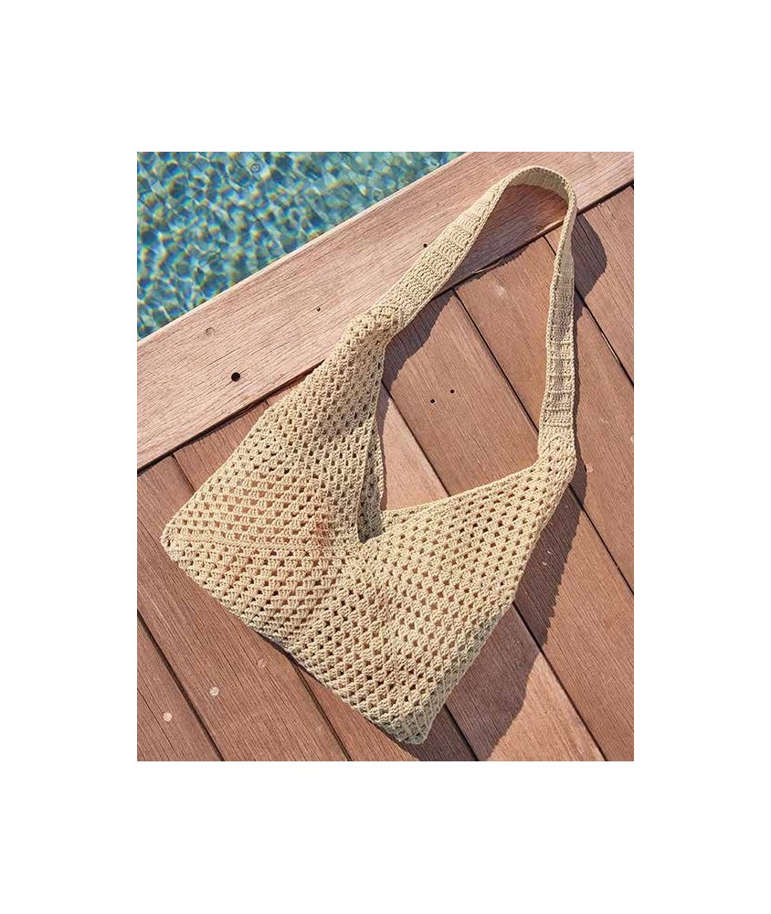 Sac Filippine au crochet en coton seigle, carrés granny assemblés, porté épaule - Patron crochet Phildar