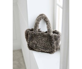 Sac Fridoline tricoté en fil effet fourrure vison, jersey, 30 x 20 cm avec anses - Patron tricot Phildar