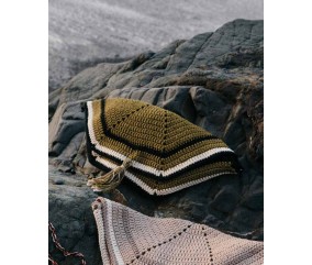 Sac banane Pervenche au crochet en coton vegetal, ecru et noir, hexagones en brides - Patron Phildar