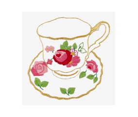 Patron de broderie Tasse en porcelaine romantique DMC