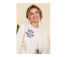 Patron de broderie Raccommodage au point de feston motif fleurs DMC