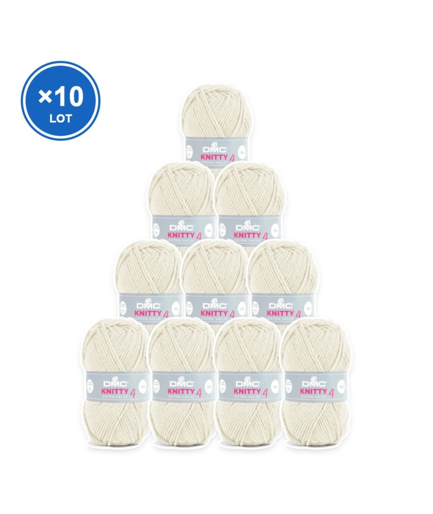 Lot de 10 pelotes Knitty 4 DMC - coloris 812 Ecru