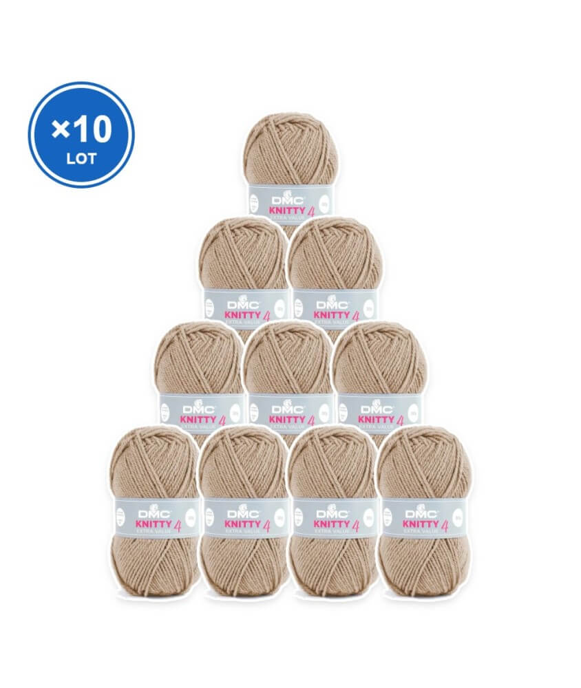 Lot de 10 pelotes Knitty 4 DMC - coloris 964 Marron