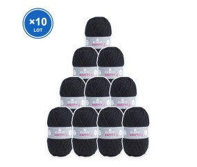 Lot de 10 pelotes Knitty 4 DMC - coloris 965 Noir
