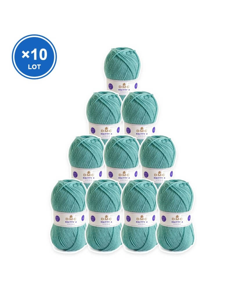 Lot de 10 pelotes Knitty 4 DMC - coloris 607 Bleu