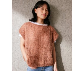 Pull sans manches Bony en mohair brossé, jersey très aéré tricoté aux aiguilles n° 10 - Patron tricot Pingouin