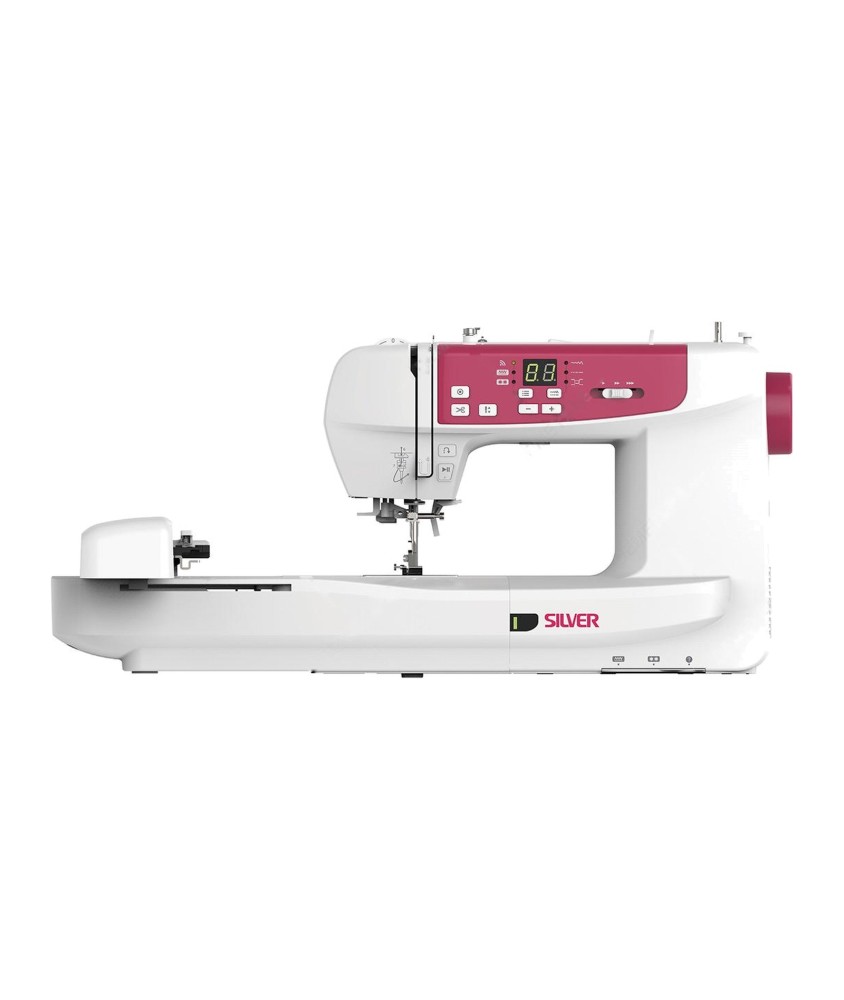 Machine à broder Silver Wi-Fi - vue de face avec unité de broderie