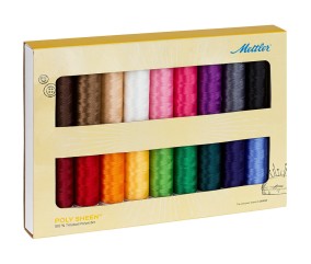 Coffret de 18 Fils à Broder Poly Sheen n°40 200 m - Mettler - vue de face sur fond blanc